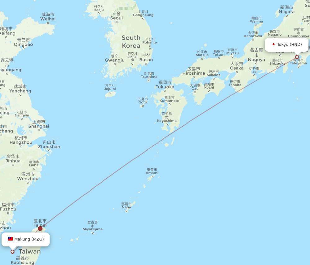 MZG-HND flight routes