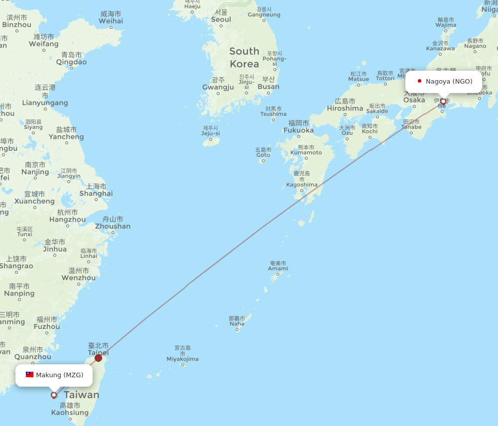 MZG-NGO flight routes