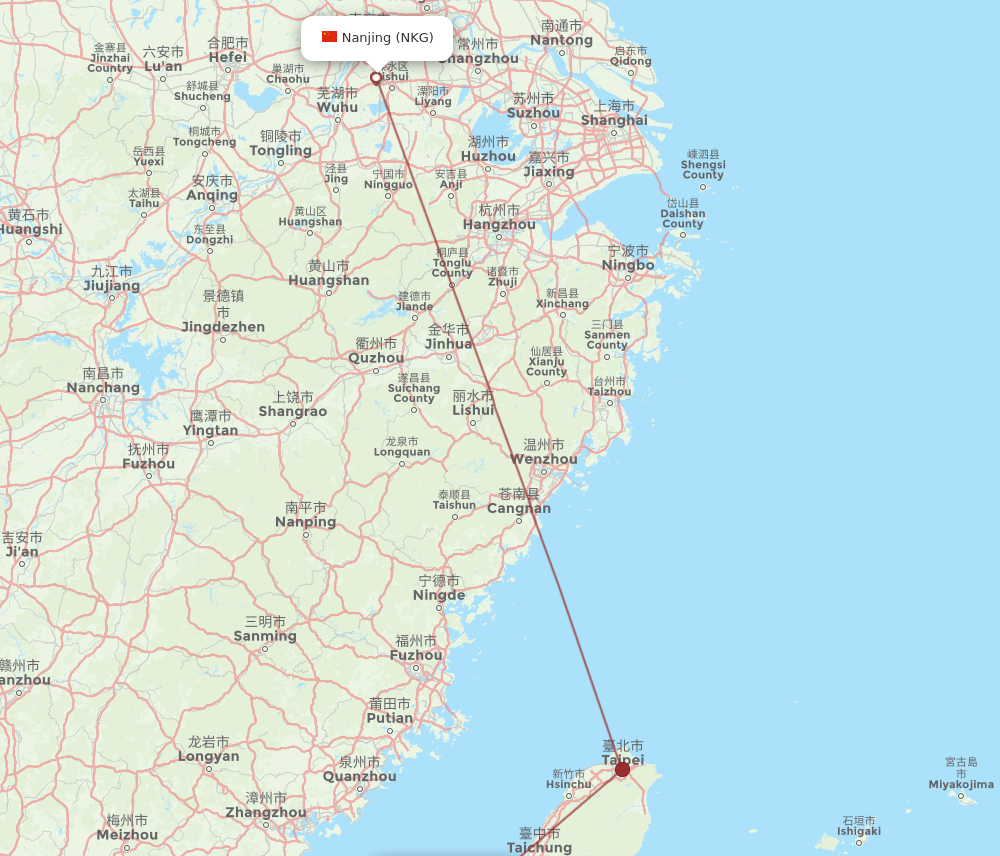NKG to MZG flights and routes map