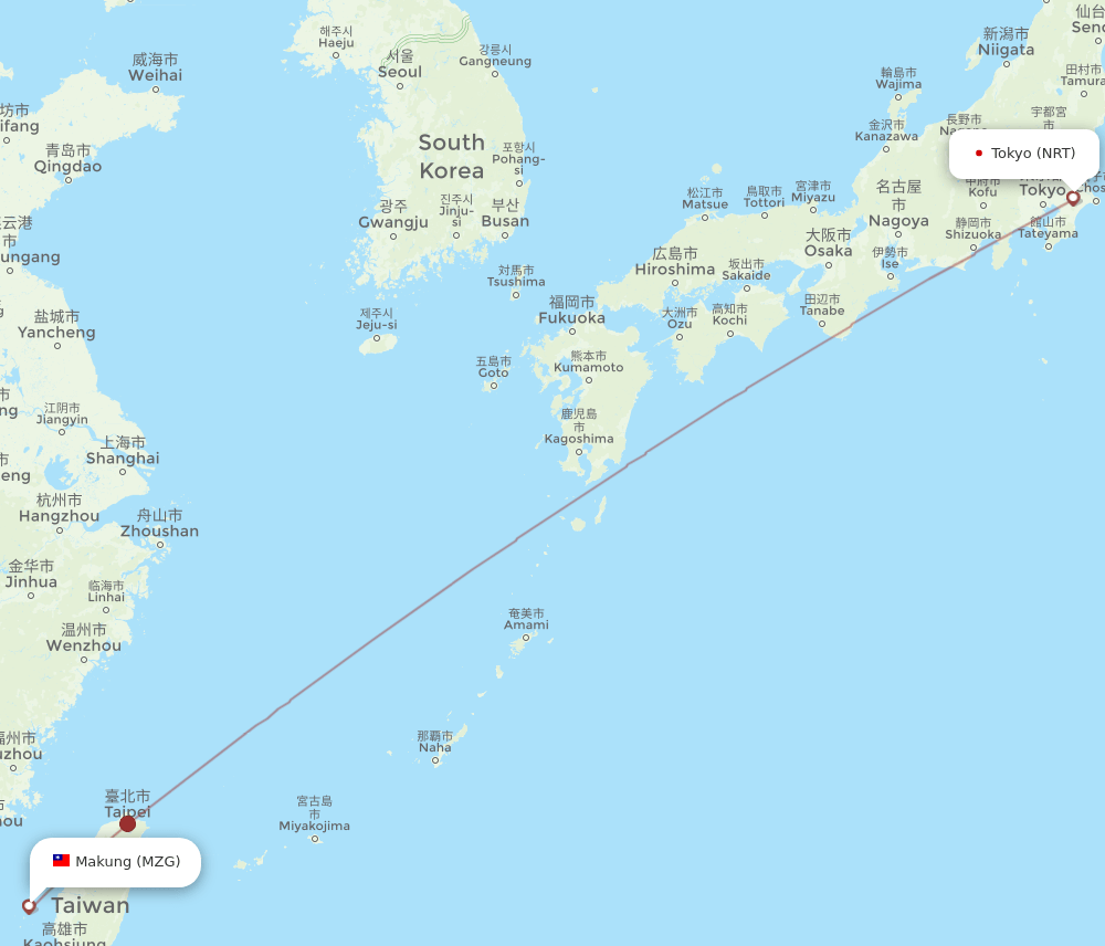 MZG-NRT flight routes
