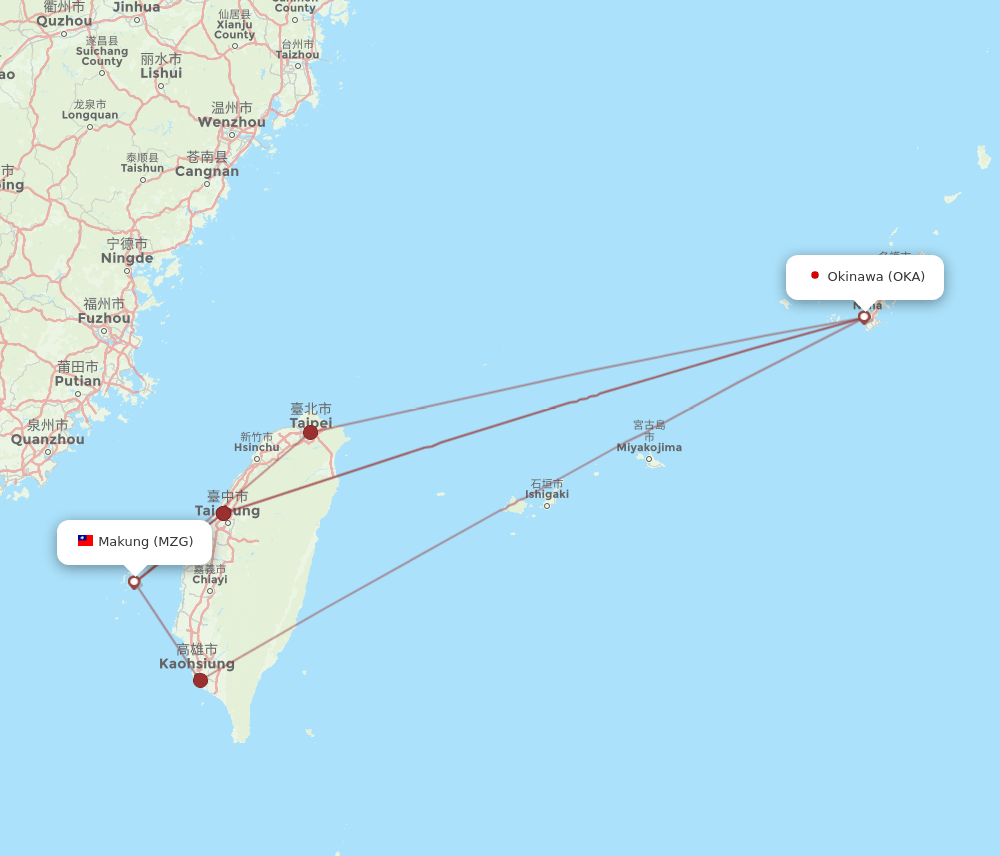 MZG to OKA flights and routes map