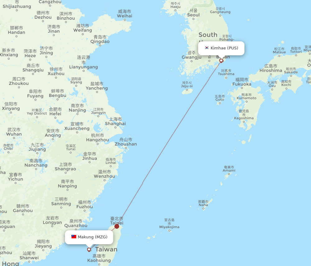 MZG-PUS flight routes