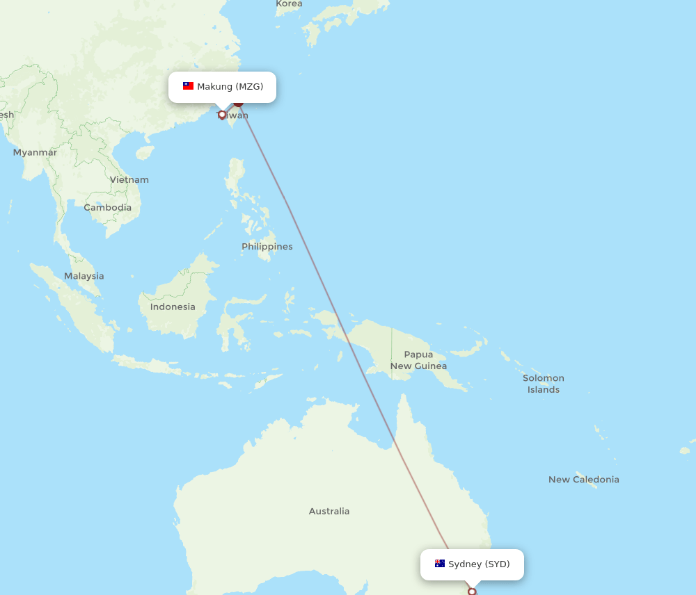 MZG to SYD flights and routes map