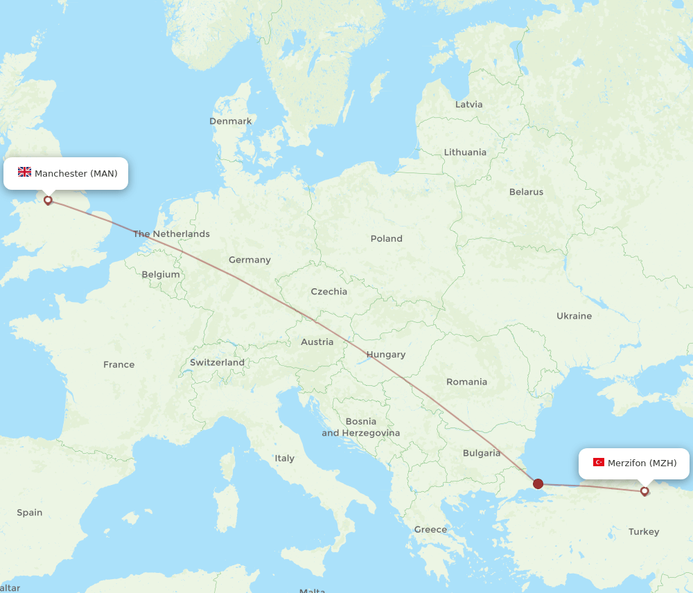 MAN to MZH flights and routes map