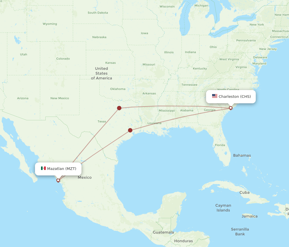 MZT-CHS flight routes