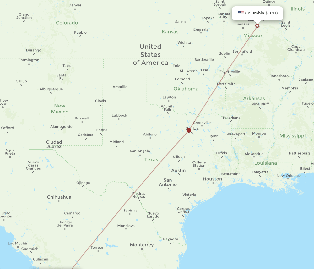 MZT-COU flight routes