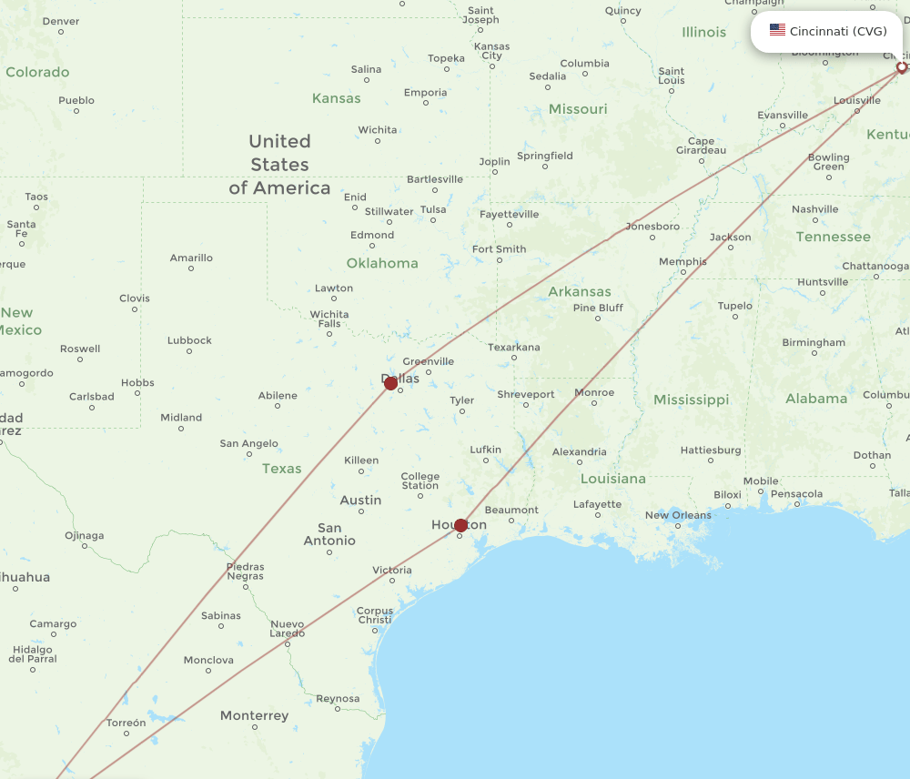 MZT to CVG flights and routes map