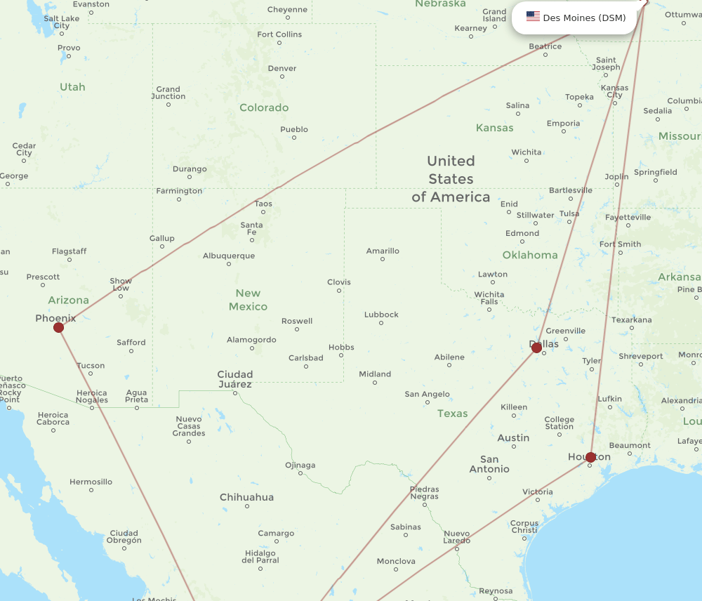 MZT-DSM flight routes