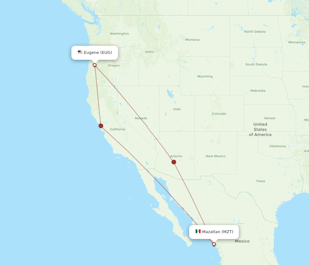 MZT-EUG flight routes