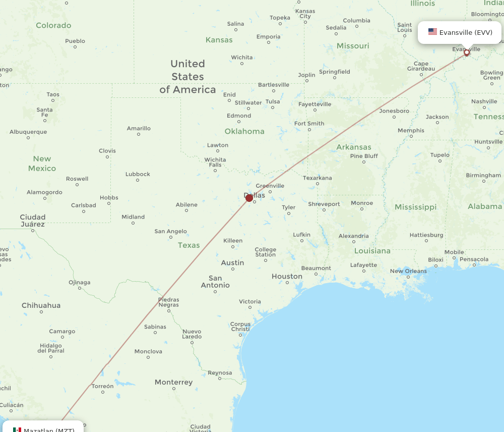 MZT-EVV flight routes