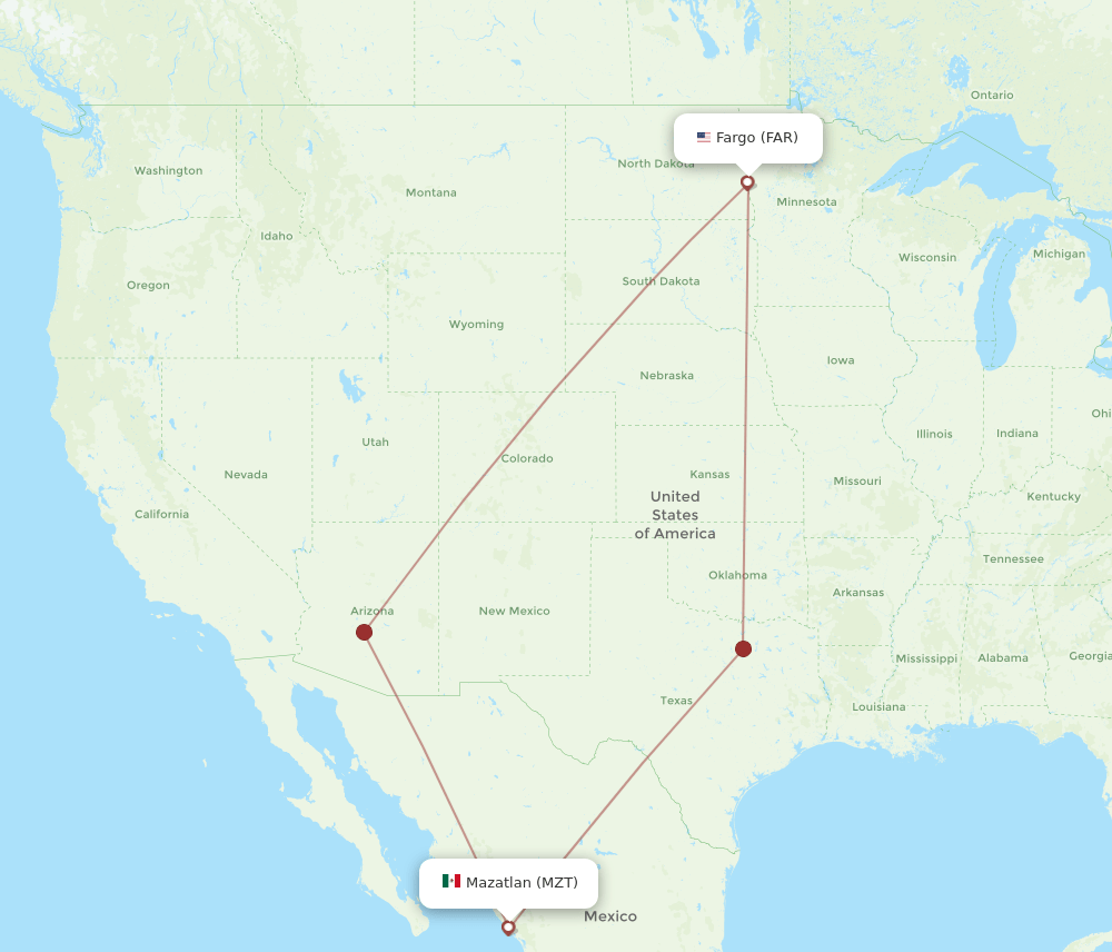 MZT-FAR flight routes