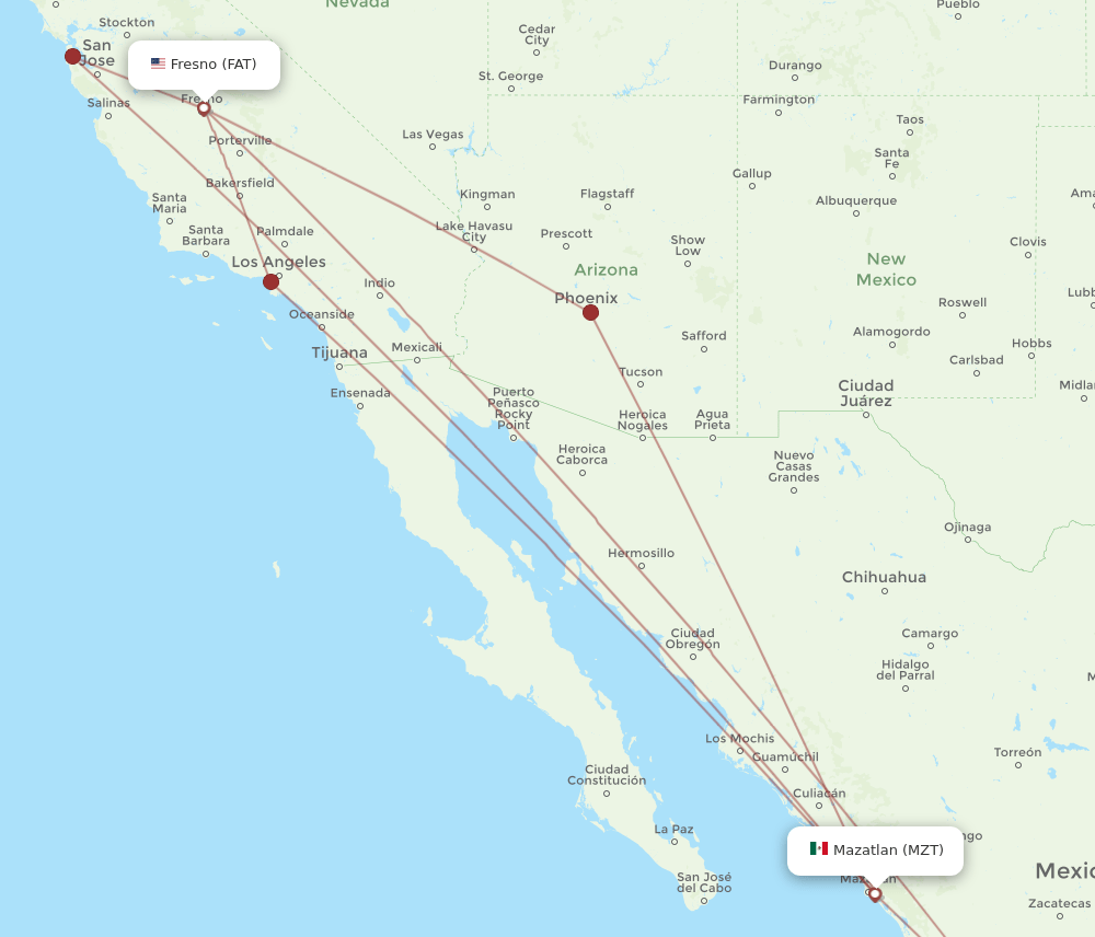 MZT-FAT flight routes
