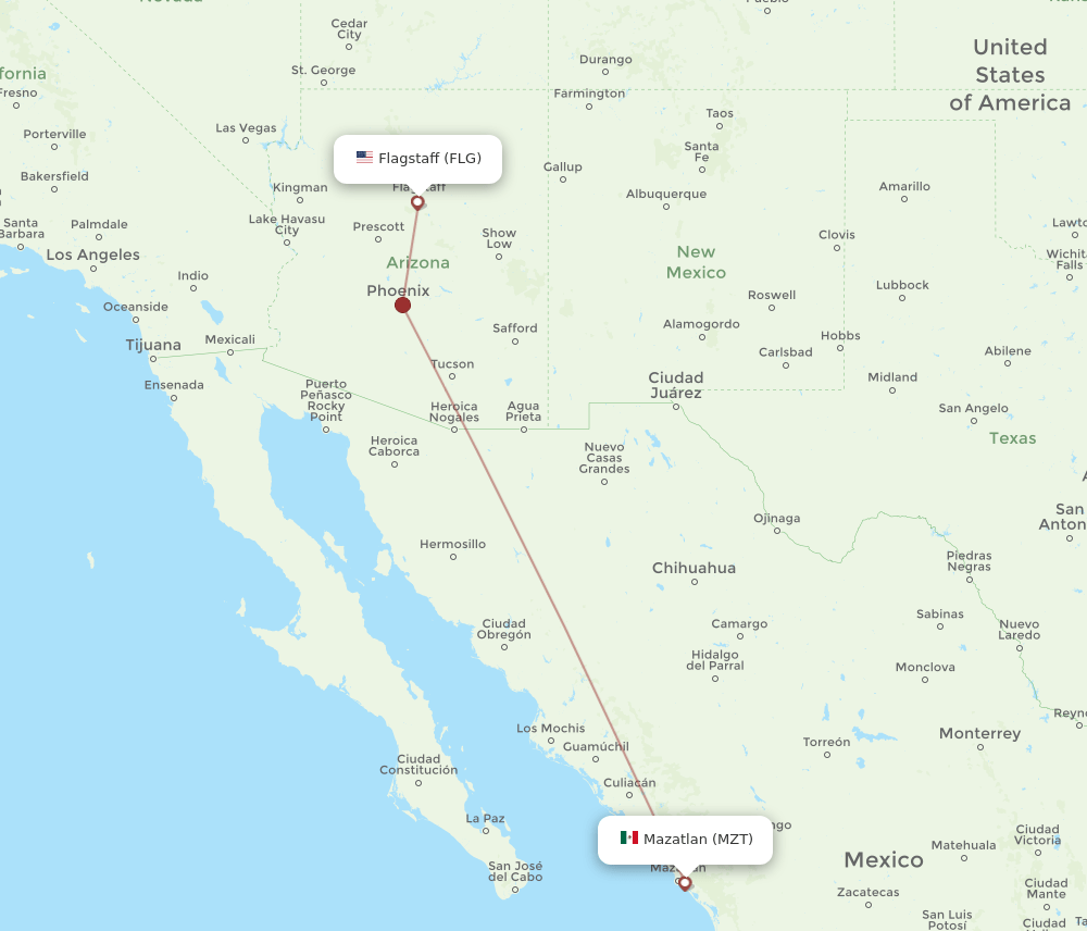 MZT-FLG flight routes