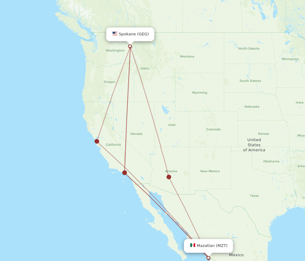 MZT-GEG flight routes