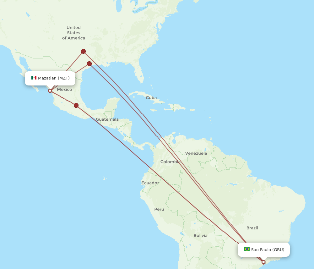 MZT-GRU flight routes