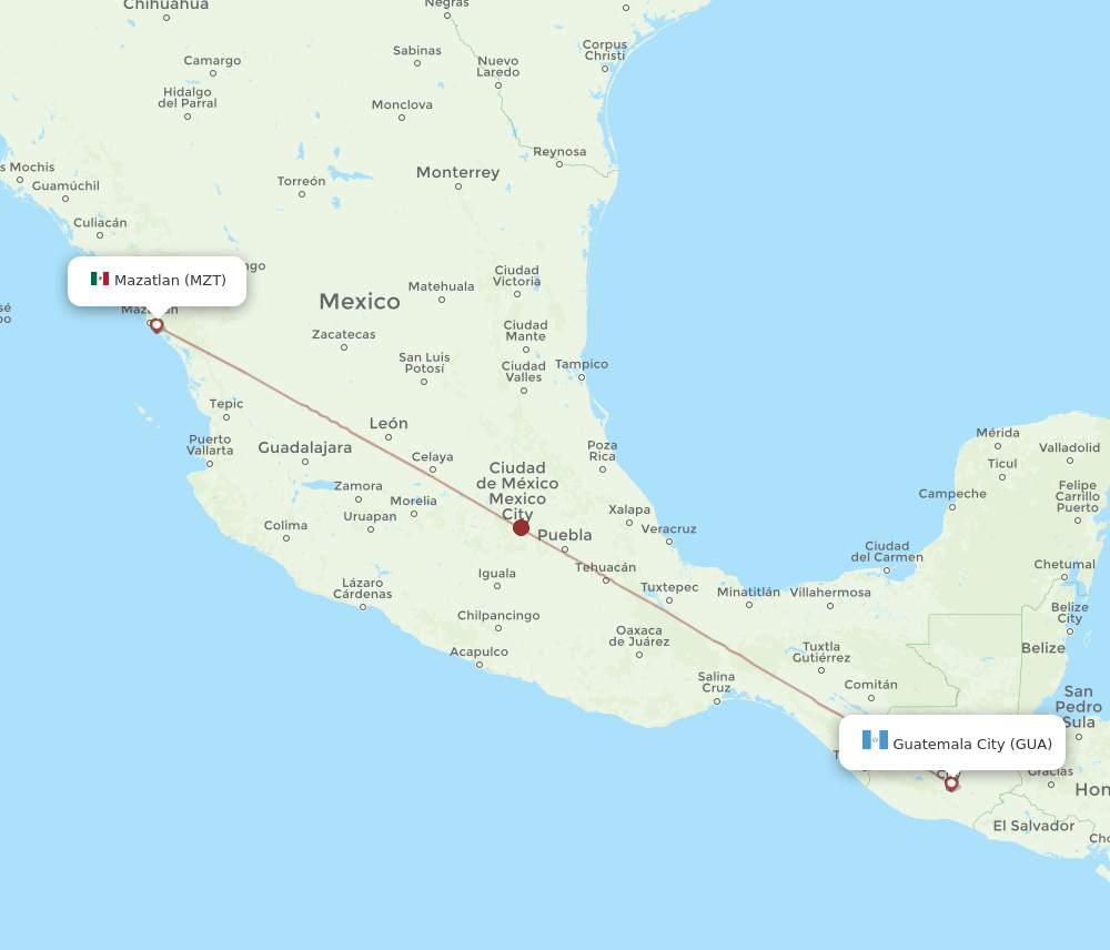MZT-GUA flight routes