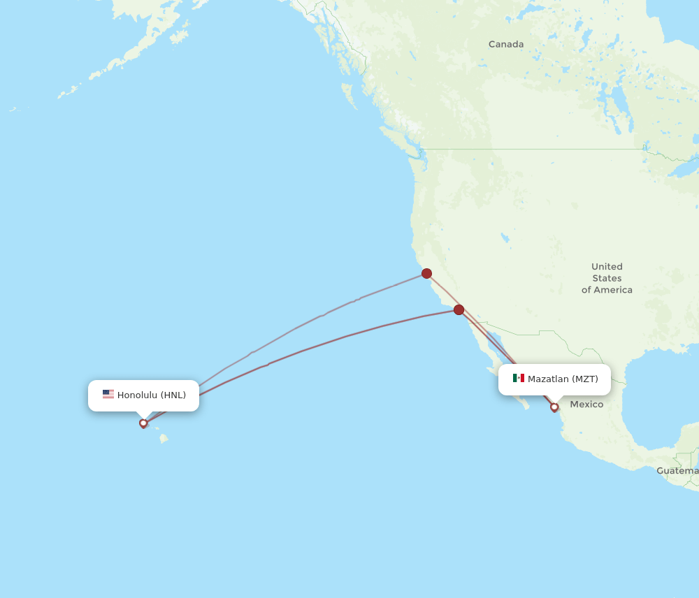 MZT-HNL flight routes
