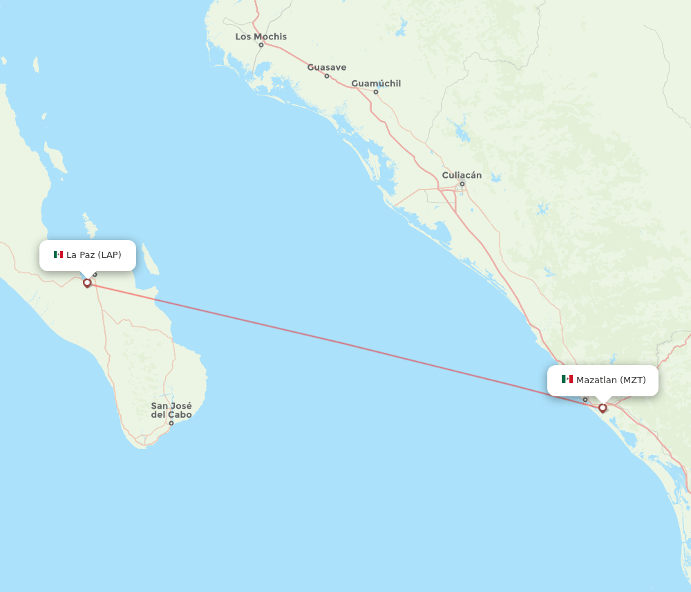 MZT to LAP flights and routes map