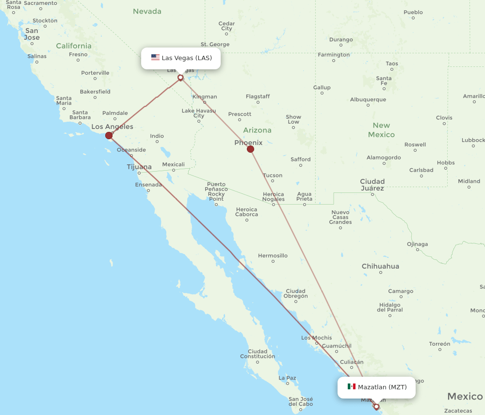 MZT-LAS flight routes