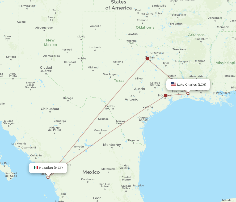 MZT-LCH flight routes
