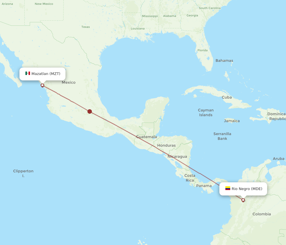 MZT to MDE flights and routes map