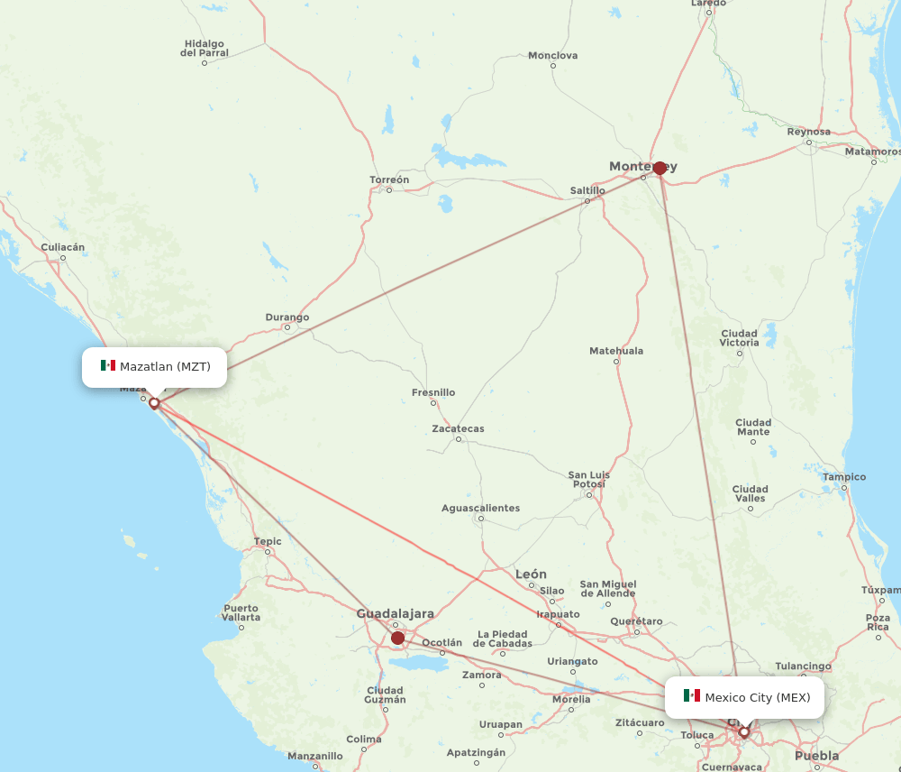 MZT-MEX flight routes