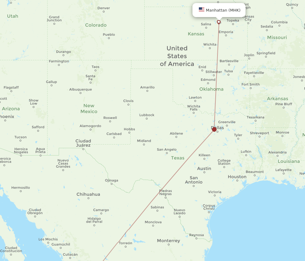 MZT to MHK flights and routes map