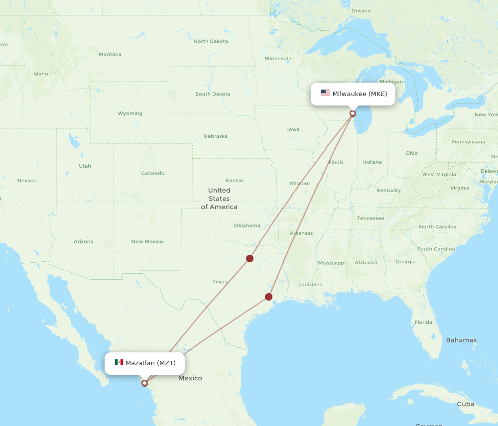 MZT-MKE flight routes