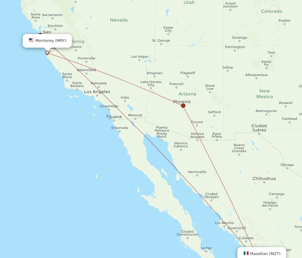 MZT-MRY flight routes