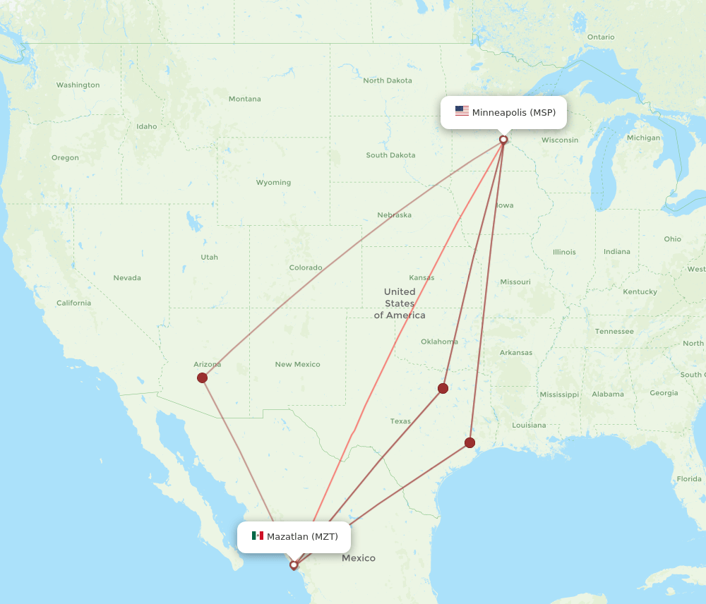 MZT-MSP flight routes