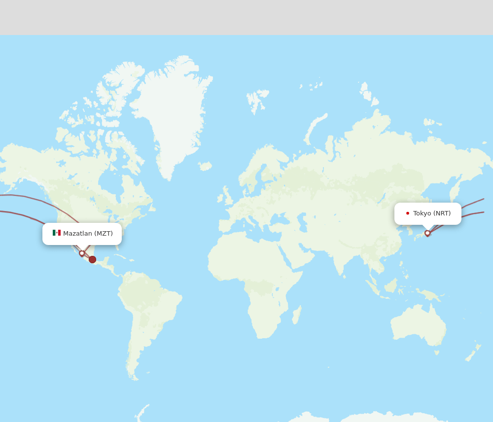 MZT-NRT flight routes