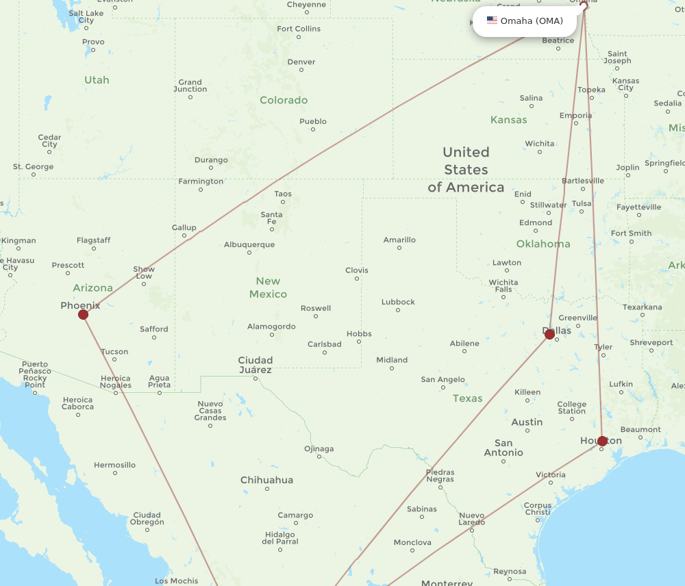 MZT-OMA flight routes