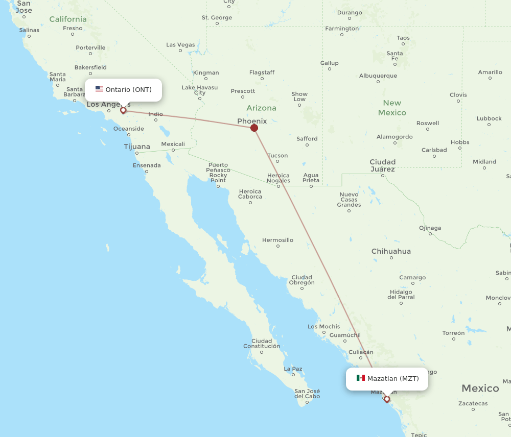 MZT-ONT flight routes