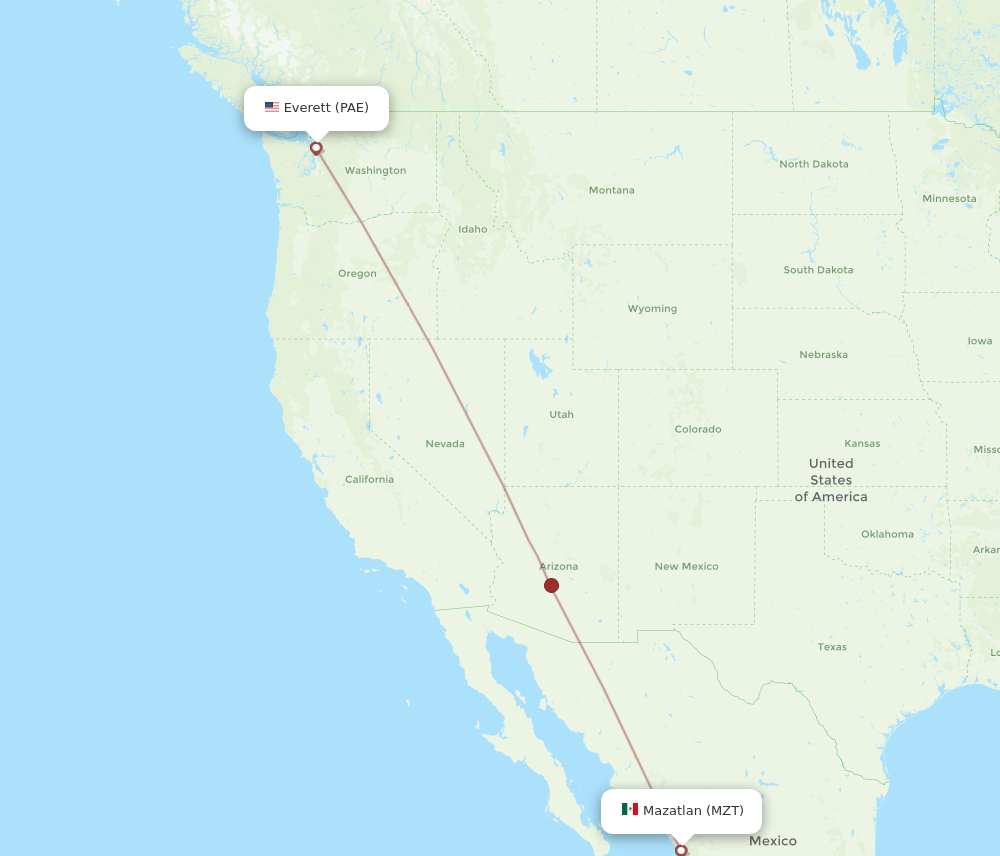 MZT to PAE flights and routes map