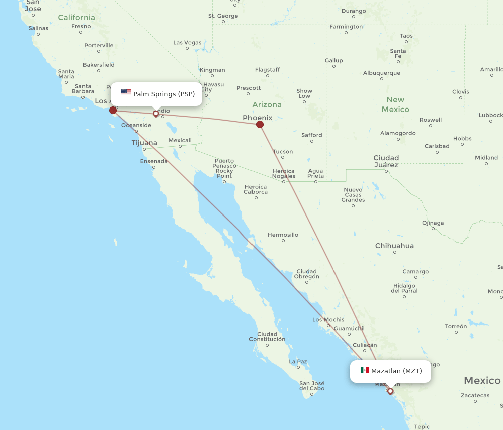 MZT-PSP flight routes