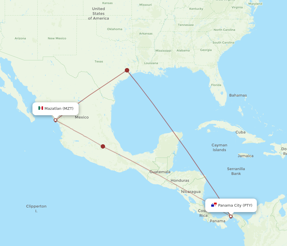 MZT-PTY flight routes