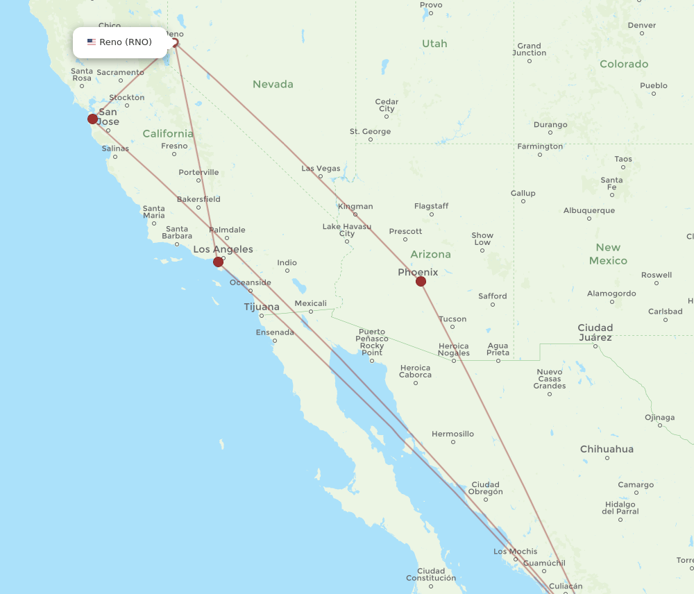 MZT-RNO flight routes