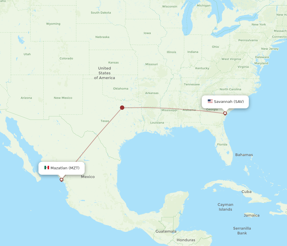 MZT-SAV flight routes