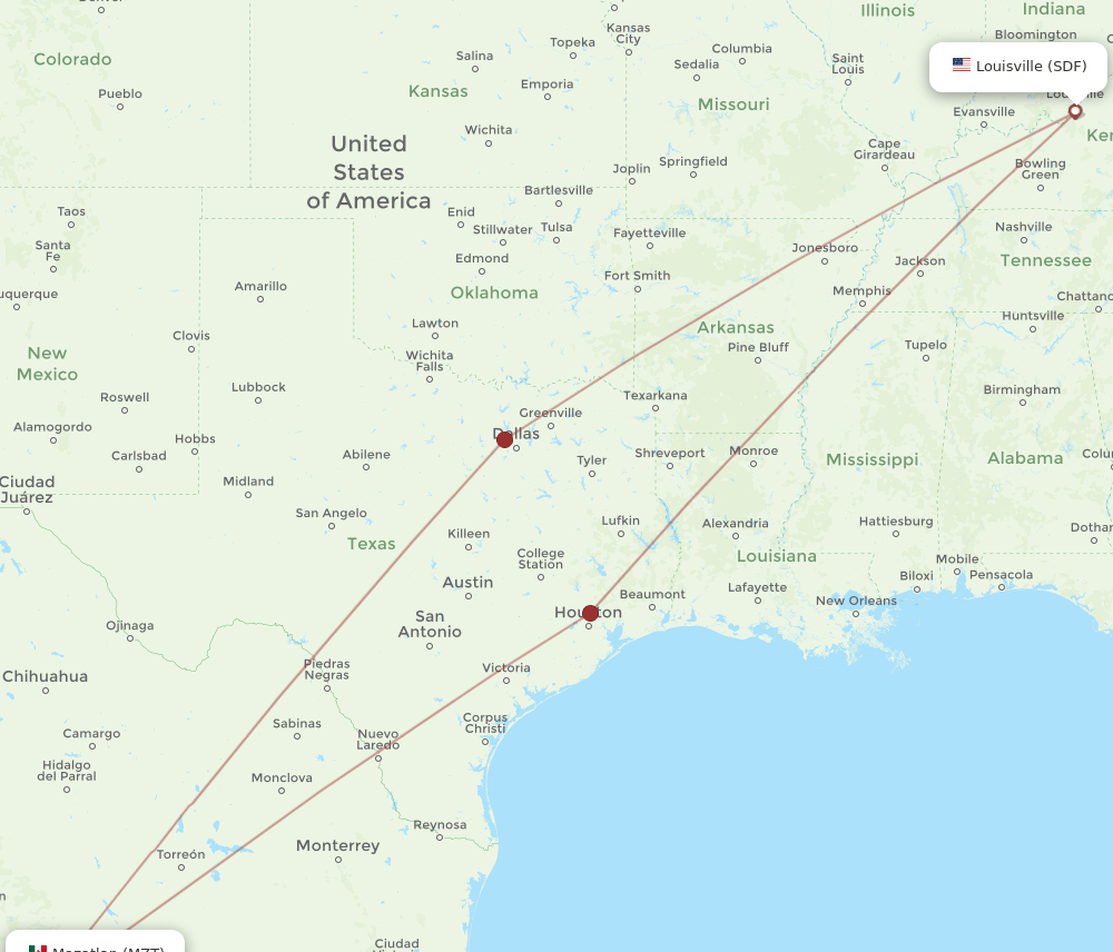 MZT-SDF flight routes