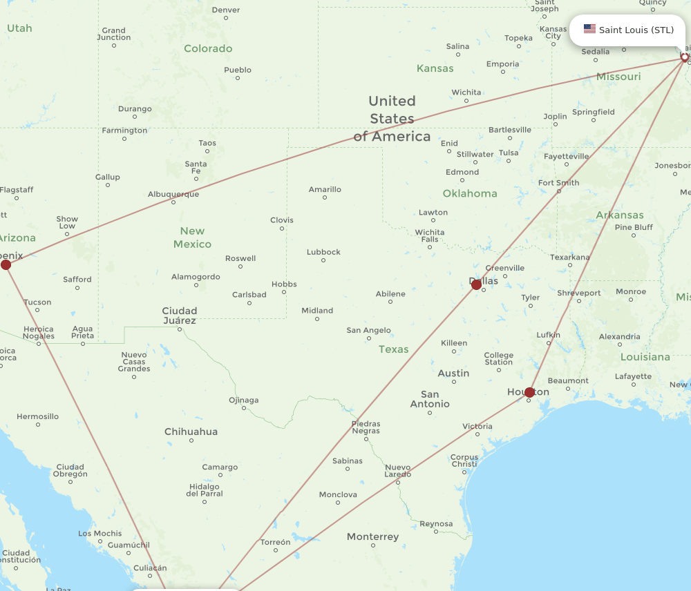 MZT-STL flight routes