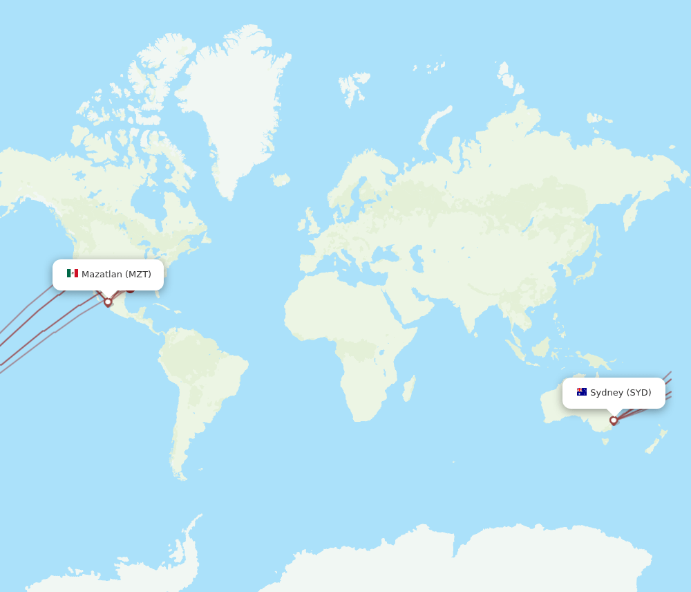 MZT-SYD flight routes