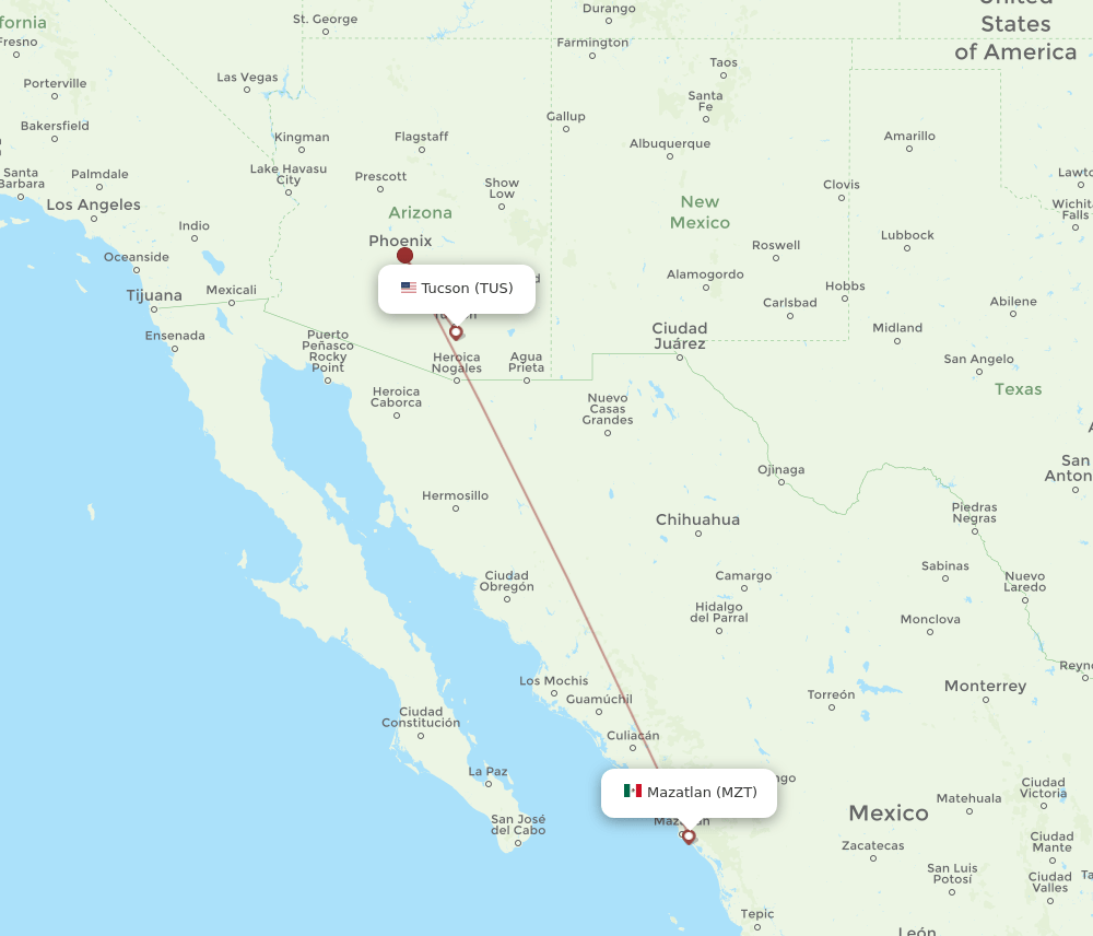 MZT-TUS flight routes