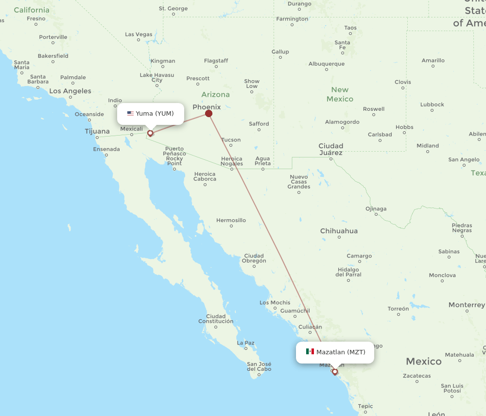 MZT-YUM flight routes