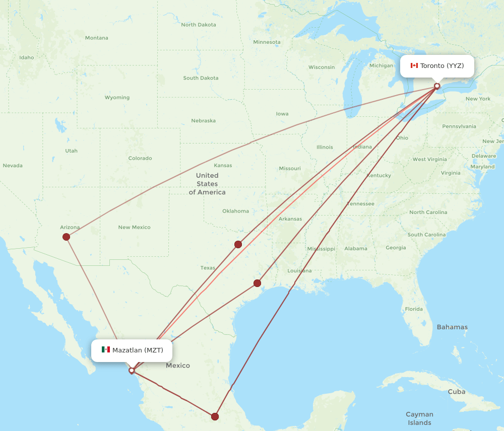MZT-YYZ flight routes