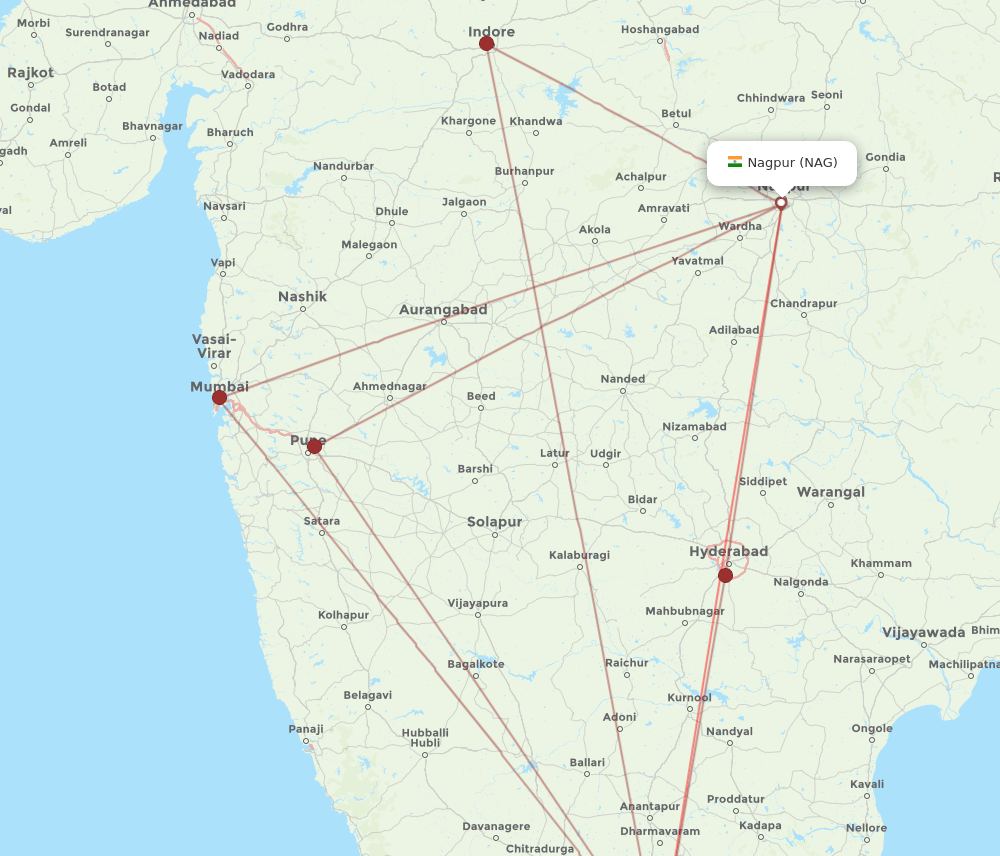 NAG-BLR flight routes
