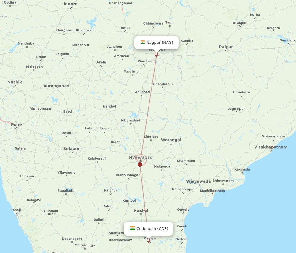 NAG to CDP flights and routes map