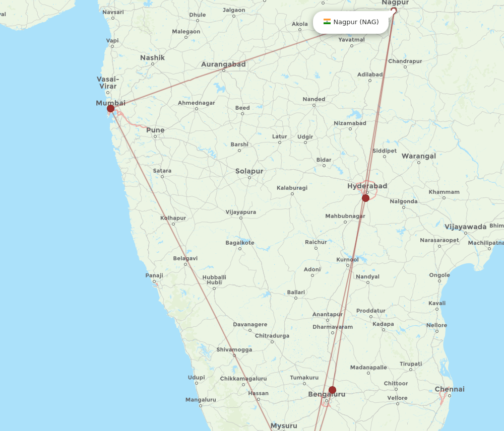 NAG-CJB flight routes