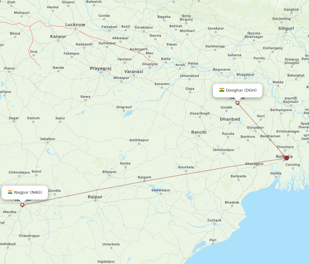 NAG-DGH flight routes