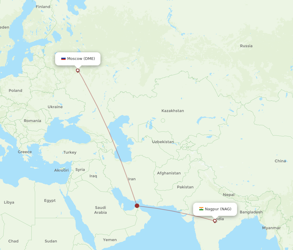 NAG-DME flight routes