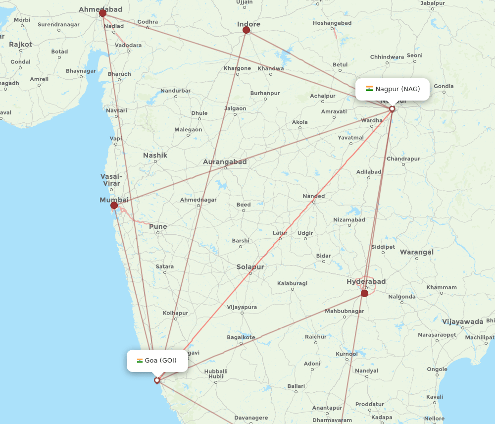 NAG-GOI flight routes